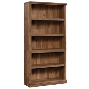 sauder misc storage 5-shelf tall wood bookcase in vintage oak