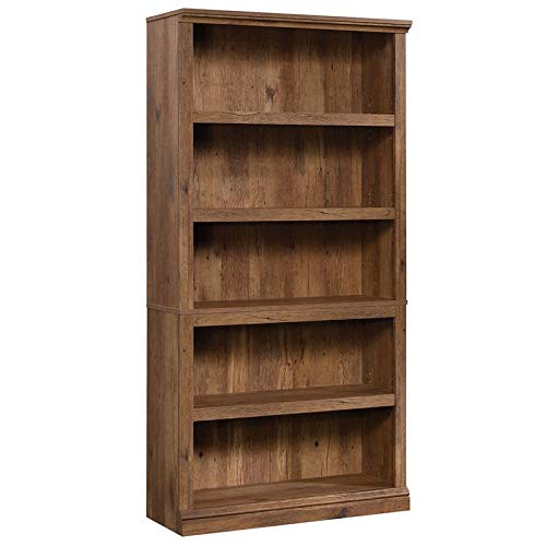 Sauder Misc Storage 5-Shelf Tall Wood Bookcase in Vintage Oak