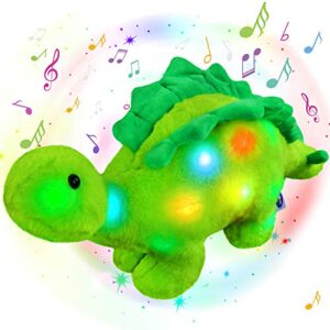 glow guards light up musical dinosaur stuffed animal led singing soft stegosaurus plush toy with night lights lullabies ideal birthday children's day for toddler kids, 16''