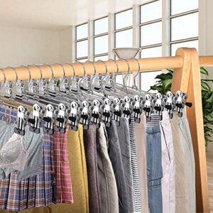 NORTHERN BROTHERS Pants Hangers with Clips 20 Pack, Adjustable Skirt Hangers for Women Metal Pants Hangers for Jeans