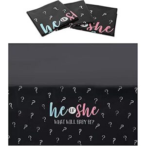 sparkle and bash gender reveal party plastic tablecloth, he or she (54 x 108 in, 3 pack)