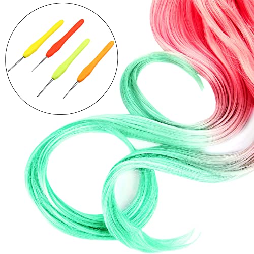 4 Pieces Hair Needles Crochet Hooks Precision Metal Needles Crochet Knitting Needles with Soft Handles, 1 mm, 1.25 mm, 1.5 mm, 1.75 mm, 4 Colors