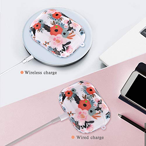 OLEBAND Airpod Pro Case Cover with Keychain and Cute Skin,Compatible with iPod Pro 2019/2021 1st Generation Hard Protective Cover,for Women and Girls,Colorful Flower