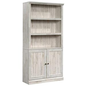 sauder misc storage 3-shelf 2-door tall wood bookcase in white plank