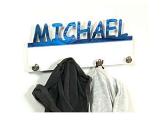 personalized coat hanger rack bag hat towel backpack sweatshirt jacket hook organizer wall door decor, one of a kind, custom made to order, with your name on it!