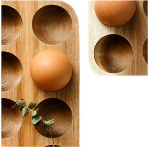 wooden egg holder by illato, premium acacia wood egg tray, 12 holes egg plate, countertop egg tray, tabletop display or refrigerator storage, deviled egg holder, wooden egg skelter, egg tray