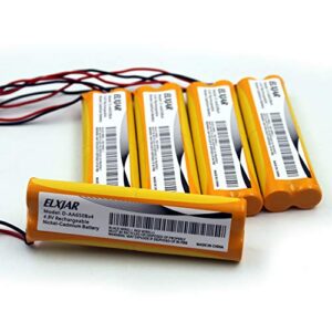 elxjar (5-pack) 4.8v 600mah ni-cd battery pack replacement for unitech dual-lite 0120859, all fit e1021r lithonia d-aa650bx4, ejw-ni-cad byd d-aa650b-4 exit sign emergency light