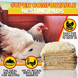 nesting box pads for chickens - accessories for hens, chicken coops and laying eggs - square liners fit in your coop - natural fiber material bedding mats