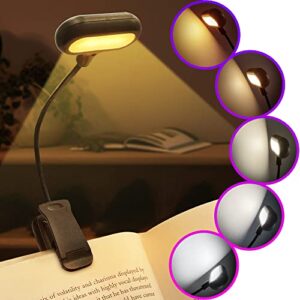 briignite book light, reading light, 14 led rechargeable book reading light, 5 colors, 4 brightness levels, lightweight clip on book light for reading in bed, perfect booklight for book lovers, black