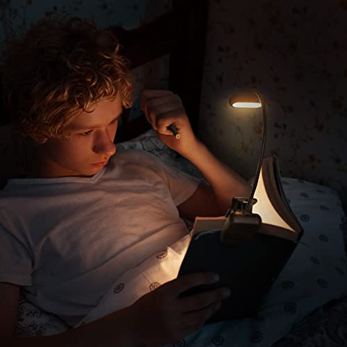 Briignite Book Light, Reading Light, 14 LED Rechargeable Book Reading Light, 5 Colors, 4 Brightness Levels, Lightweight Clip on Book Light for Reading in Bed, Perfect Booklight for Book Lovers, Black