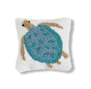 c&f home turtle petite hooked pillow 8" x 8" square soft woven throw pillow for couch sofa bed chair acrylic 8 x 8 blue
