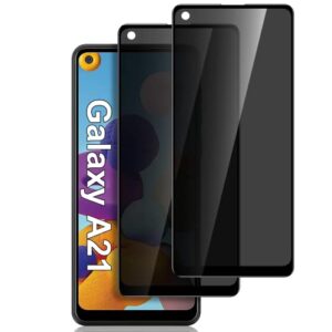 [2 pack] for samsung galaxy a21/a21s privacy screen protector, [full coverage] anti spy hd clarity 9h tempered glass screen protector, scratch resistant, bubble free, easy insall, case friendly (6.5 inch)