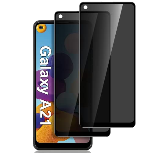 [2 Pack] for Samsung Galaxy A21/A21S Privacy Screen Protector, [Full Coverage] Anti Spy HD Clarity 9H Tempered Glass Screen Protector, Scratch Resistant, Bubble Free, Easy Insall, Case Friendly (6.5 Inch)