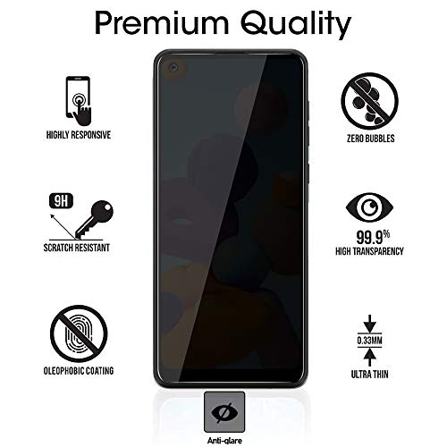 [2 Pack] for Samsung Galaxy A21/A21S Privacy Screen Protector, [Full Coverage] Anti Spy HD Clarity 9H Tempered Glass Screen Protector, Scratch Resistant, Bubble Free, Easy Insall, Case Friendly (6.5 Inch)