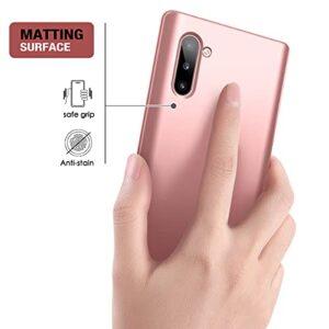 SURITCH Phone Case for Samsung Galaxy Note 10 Front Cover with Built-in Screen Protector Shockproof Full Body Protection Lightweight Slim Soft TPU Bumper Protective Cover, Matte Rose Gold