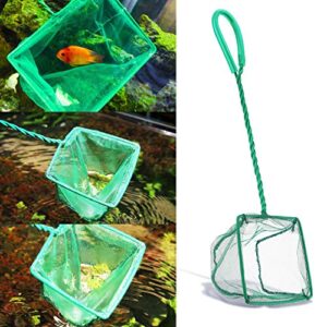 2 Pack Aquarium Fish Nets, DSSPORT 4 Inch Small Mesh Fish Catch Nets with Plastic Handle Green (Pine Green)