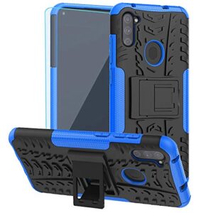 sktgslamy galaxy a11 case,samsung a11 case,with hd screen protector, [shockproof] tough rugged dual layer protective case hybrid kickstand cover for samsung galaxy a11 (blue)
