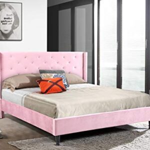 Home Life Premiere Classics Velour Pink 51" Tall Headboard Slats Full-5 Year Warranty Included 007 Platform Bed