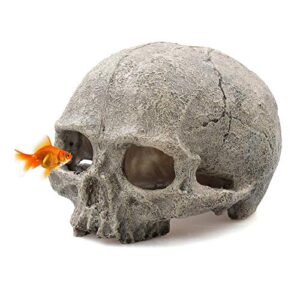 tfwadmx aquarium skull decor, resin fish tank decorations cave betta fish hiedout reptile house for small fish,shrimp