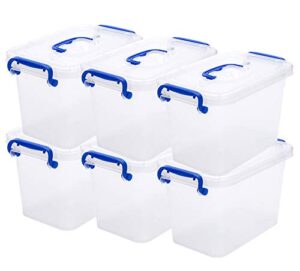 zhenfan clear storage latch box, 4.5 quart plastic storage bin with locking lids and handle, 6-pack