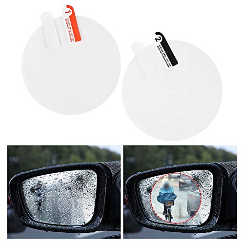 Acouto Car Rearview Mirror Film 80mm Transparent Car Rear View Mirror Anti Fog Rainproof Waterproof HD Clear PET Protective Film Sticker 2pcs Rounded