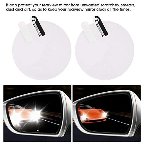 Acouto Car Rearview Mirror Film 80mm Transparent Car Rear View Mirror Anti Fog Rainproof Waterproof HD Clear PET Protective Film Sticker 2pcs Rounded