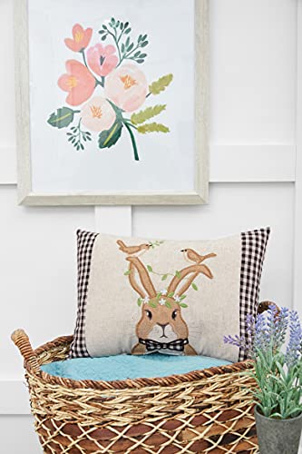 C&F Home Bunny Birds Lumber Pillow Tan 13" X 18" Spring Soft Woven Pillow with Filling for Couch Sofa Bed Chair Cotton 13 x 18 Tan