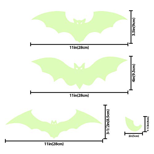 Ivenf Halloween Decorations Glow in Dark Bat Stickers, Bats Peeping Eyes Luminous Wall Decal, Scary Kids School Home Office Halloween Party Supplies, 2 Sheets 30 pcs