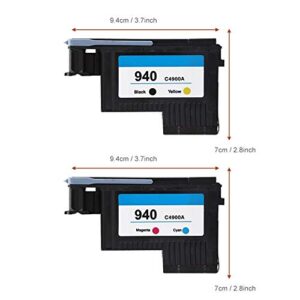 Maxmartt 2 Pieces Printhead for HP 940 C4900A C4901A for 8000 8500 Series (CMYK)