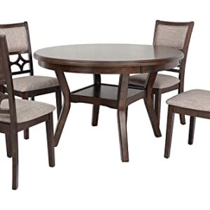 New Classic Furniture Mitchell 5-Piece Dining Set with 1 Table and 4 Chairs, Brown Cherry