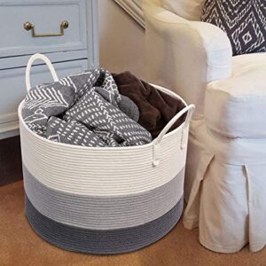 INDRESSME XXX Large Woven Rope Basket (Set of 2)-Storage Basket with Handles Decorative Hamper for Blankets Pillows or Laundry