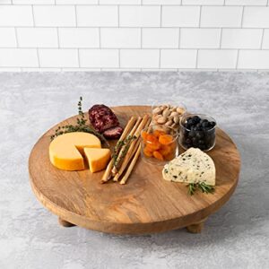 heritage lace artisan wood 16" footed charcuterie board, natural, 40 (fh-042)