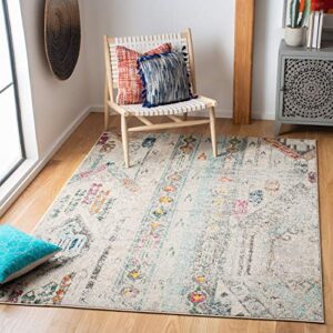 SAFAVIEH Madison Collection 3' x 5' Green / Orange MAD422Y Boho Chic Tribal Distressed Non-Shedding Living Room Bedroom Accent Rug