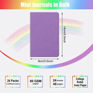 EOOUT 24pcs Mini Notebooks, Small Pocket Notebooks, Journals for Kids, Lined Notepad, 3.5"x5.5", 12 Colors for Students, Traveler, School Supplies