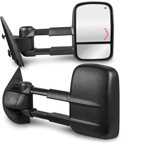 mostplus power heated towing mirrors compatible for 2008-2013 chevy silverado suburban tahoe gmc serria yukon with arrow signal light (set of 2)