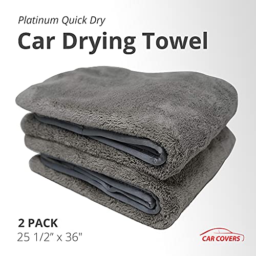 Platinum Quick Dry, Car Drying Towel. Dries Your Entire Vehicle in 90 Seconds. This Extra Large Towel is Scratch-Free, w/ Awesome Absorbency - Pack of 2 (25 1/2” x 36")