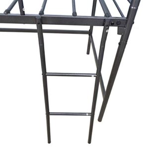 JURMERRY Metal Loft Twin Bed with Sturdy Steel Frame, High Sleeper Multipurpose Use Full-Length Guardrails & One Integrated Ladders Space- with Strong Board Slats,Black