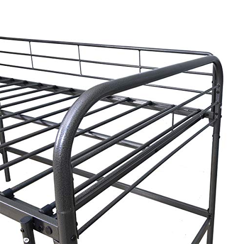 JURMERRY Metal Loft Twin Bed with Sturdy Steel Frame, High Sleeper Multipurpose Use Full-Length Guardrails & One Integrated Ladders Space- with Strong Board Slats,Black