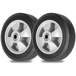 ar-pro (2- pack) run-flat solid rubber replacement tire 8" x 2'' with a 5/8" axle for hand trucks, wheelbarrows, dollies, trolleys and more – run flat with 580 lbs max load