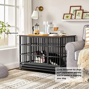 ITORI 48 inch XXL Heavy Duty Indestructible Dog Crate, Dog Cage Kennel Crate and Playpen for Training Large Dog Indoor Outdoor with Double Doors & Locks Design Included Lockable Wheels Removable Tray