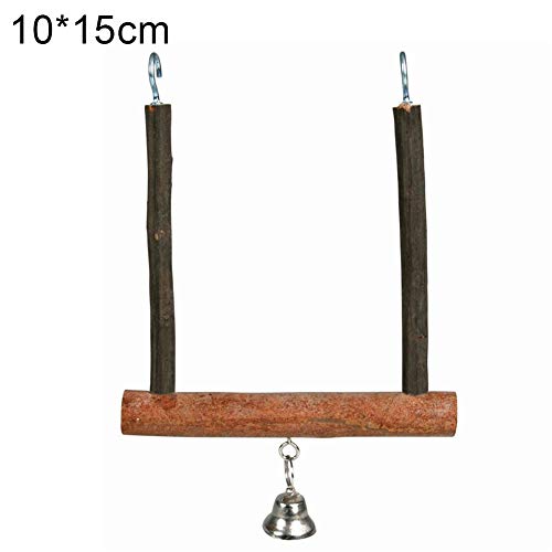 dxS8hhuo Wood Pet Bird Parrot Bell Cage Hanging Swing Stand Grinding Paw Play Chew Toy - Wood Color