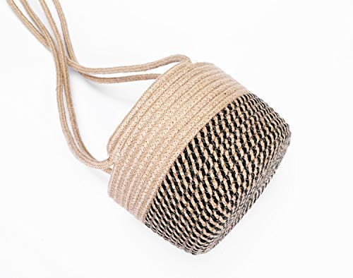 RUIZHIXUAN Hanging Planter Basket Jute Rope Woven Plant Hangers Indoor Hanging Plant Holder Up to 7" Pot Macrame Modern Storage Organizer Home Decor (Jute)