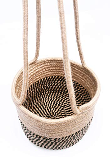 RUIZHIXUAN Hanging Planter Basket Jute Rope Woven Plant Hangers Indoor Hanging Plant Holder Up to 7" Pot Macrame Modern Storage Organizer Home Decor (Jute)