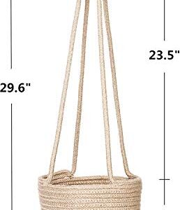 RUIZHIXUAN Hanging Planter Basket Jute Rope Woven Plant Hangers Indoor Hanging Plant Holder Up to 7" Pot Macrame Modern Storage Organizer Home Decor (Jute)