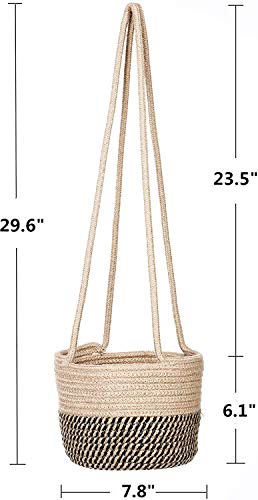 RUIZHIXUAN Hanging Planter Basket Jute Rope Woven Plant Hangers Indoor Hanging Plant Holder Up to 7" Pot Macrame Modern Storage Organizer Home Decor (Jute)