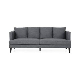 christopher knight home constance contemporary 3 seater fabric sofa, charcoal + dark brown