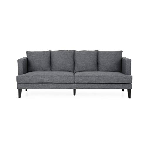 Christopher Knight Home Constance Contemporary 3 Seater Fabric Sofa, Charcoal + Dark Brown