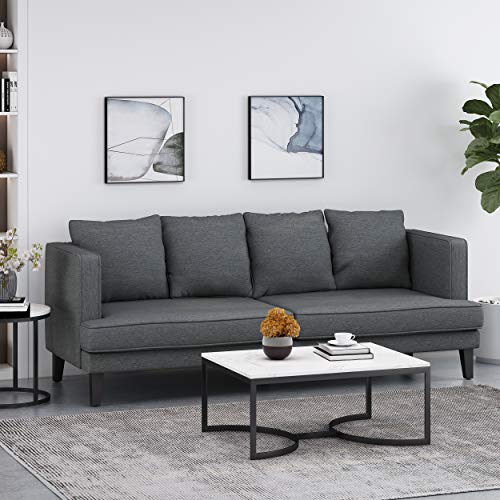 Christopher Knight Home Constance Contemporary 3 Seater Fabric Sofa, Charcoal + Dark Brown