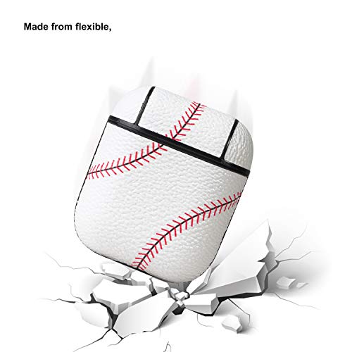 HIDAHE Case for Airpods 2 Case, Apple 1 Airpods Case Cover, Cute Baseball Protective Cover with Keychain Case Compatible with Airpods 1/2, Cool Baseball