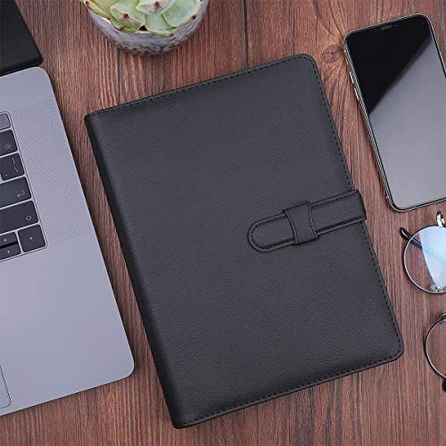 Minlna A5 Leather Notebook/Refillable Loose Leaf Business Notebook/tepad,200 Thick Pages,Classic Lined with Pocket and Pen Holder